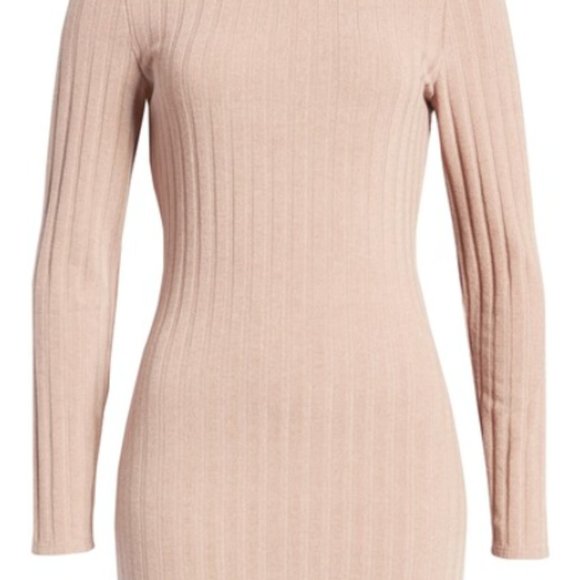 NWT Floret Studios Twist Back Long Sleeve Ribbed Sweater Dress, Mocha, Sz Medium - Picture 5 of 14